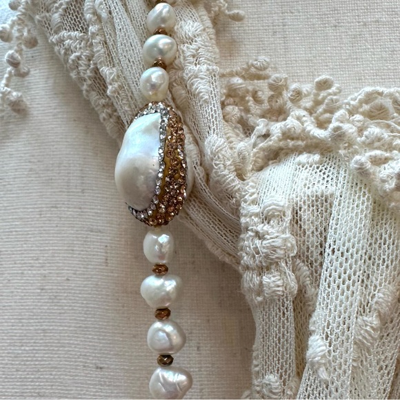 Sprig NWOT Freshwater Pearl Long Necklace and Bracelet w/ crystals and beads🤩 - Picture 8 of 11